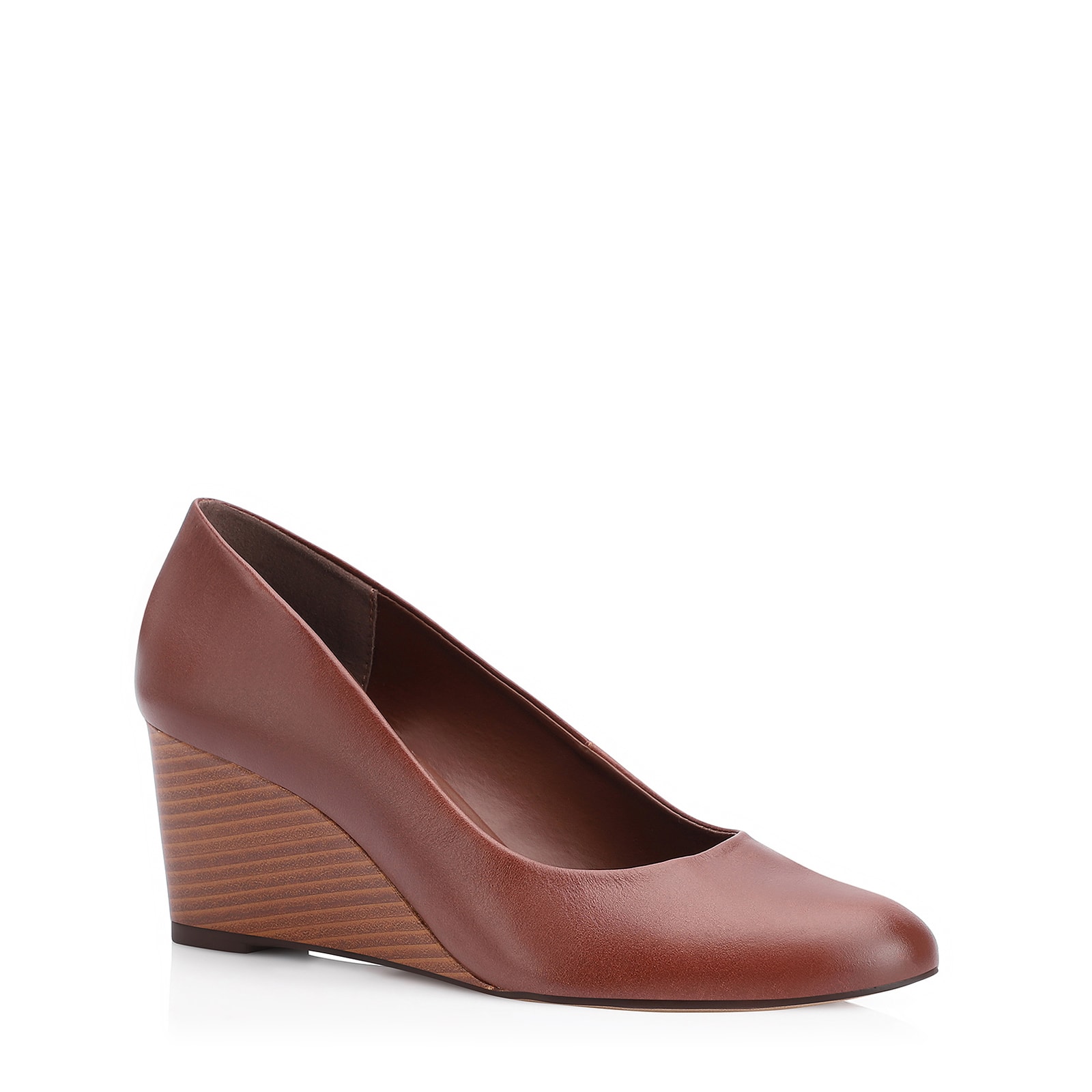 Scarpin Anabela Couro Marrom