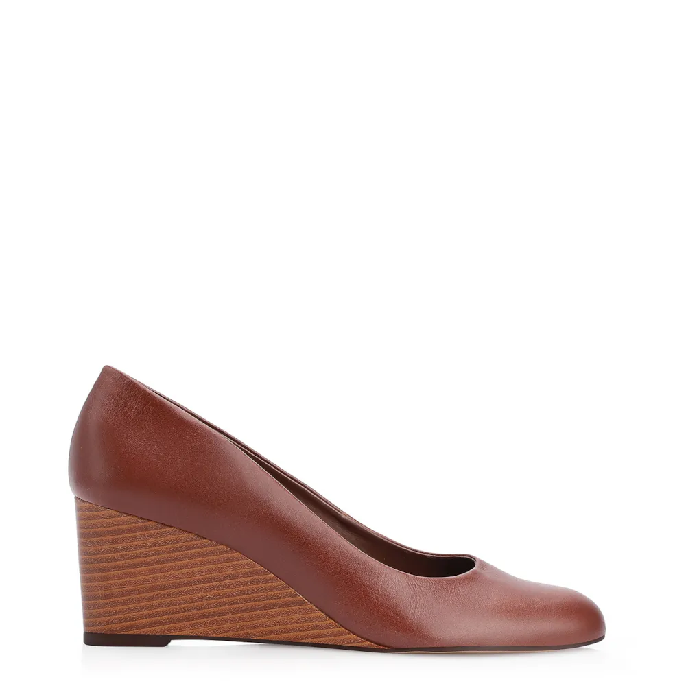Scarpin Anabela Couro Marrom - imagem 2