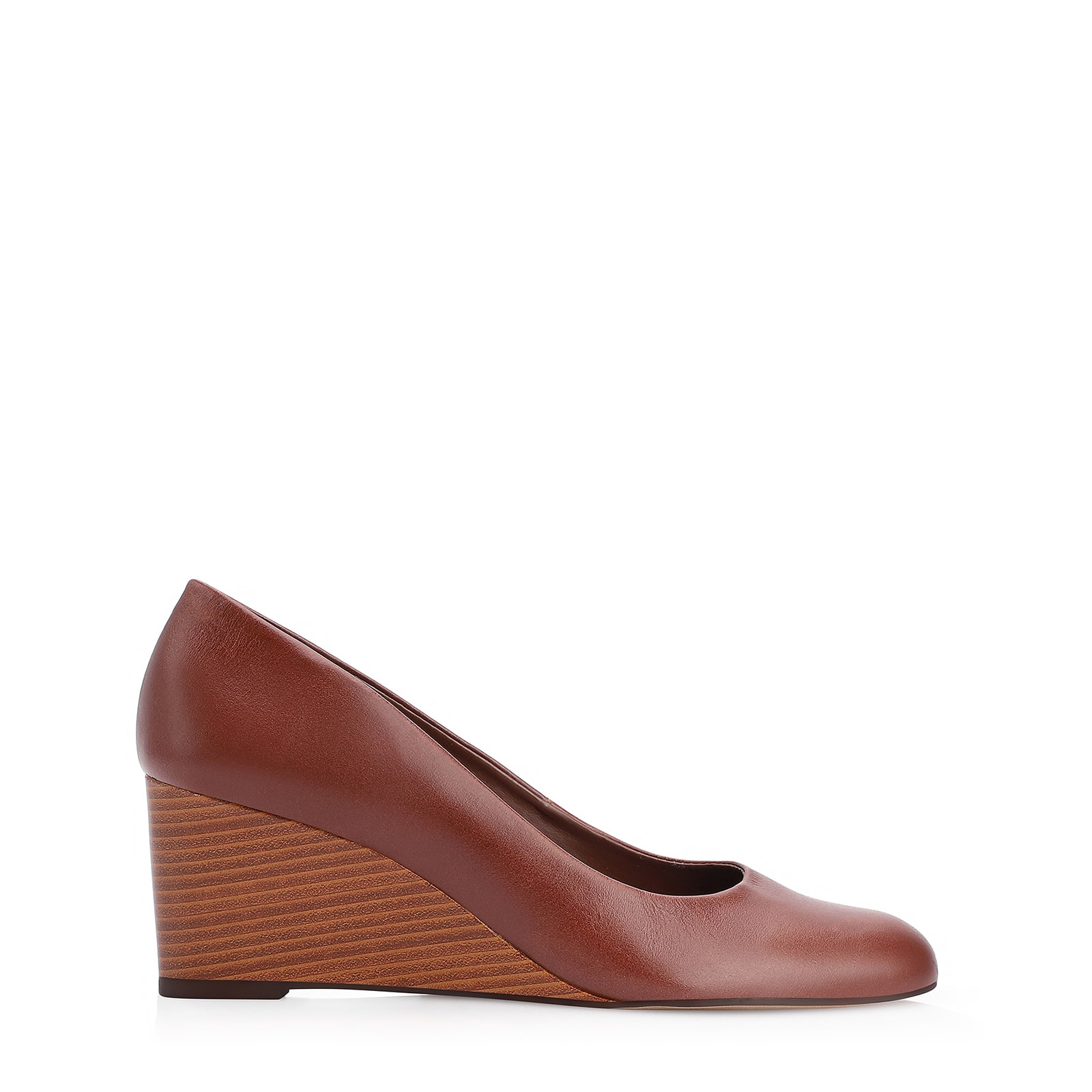 Scarpin Anabela Couro Marrom