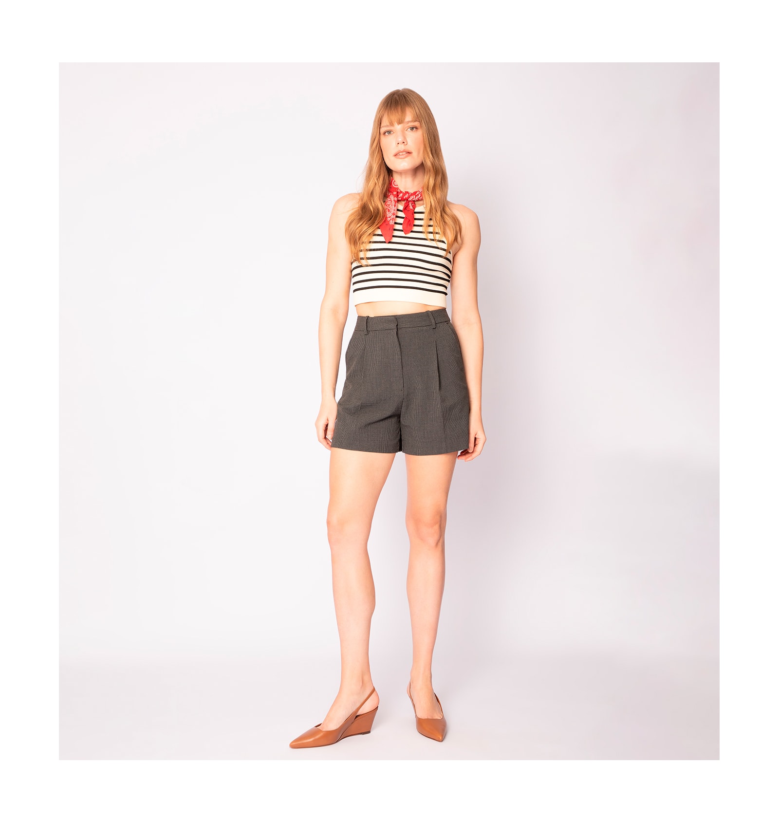 Scarpin Anabela Couro Marrom