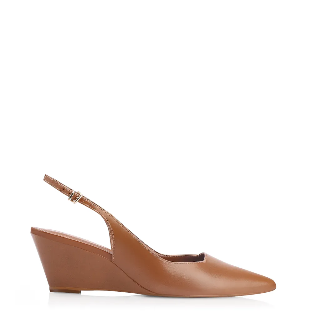 Scarpin Anabela Couro Marrom - imagem 3
