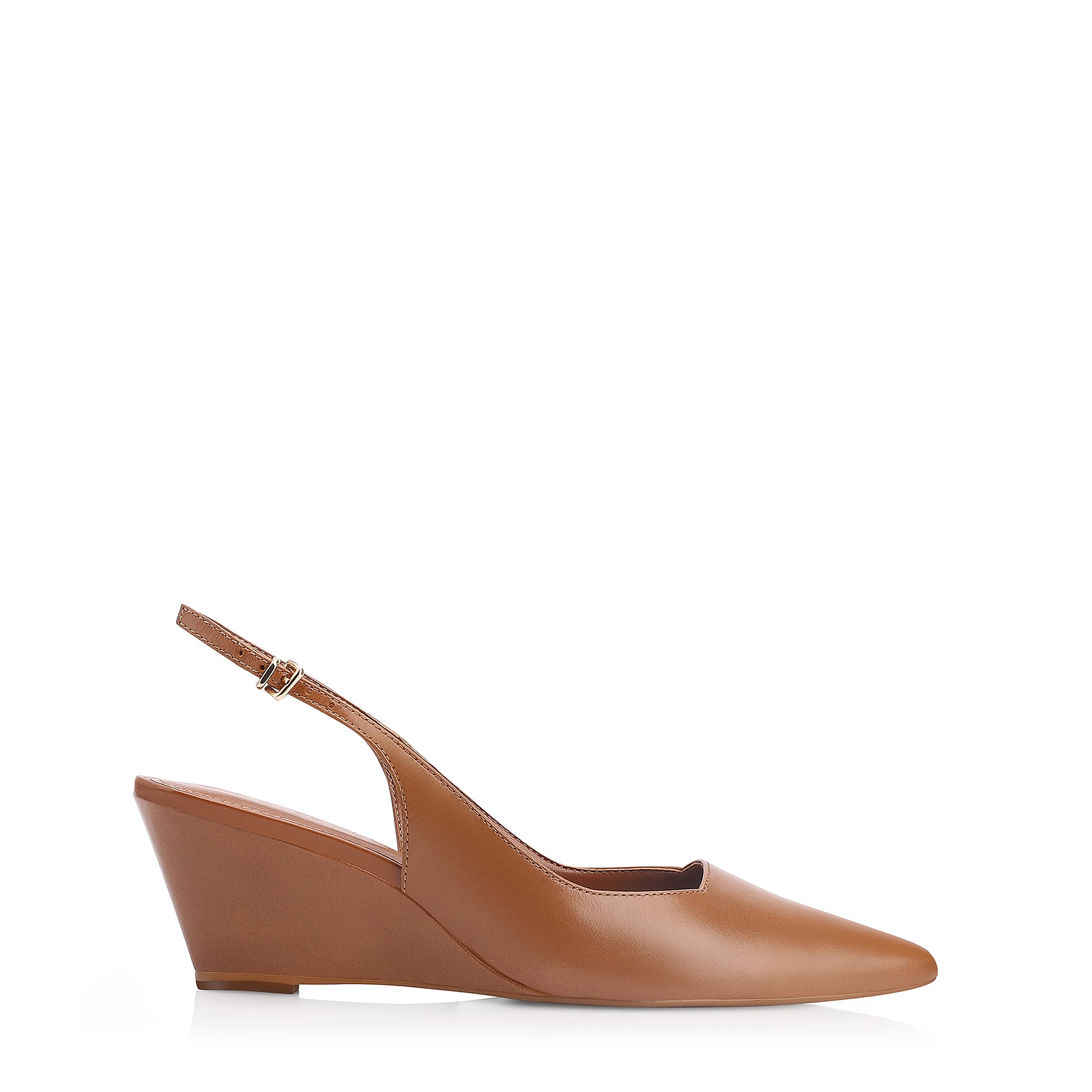 Scarpin Anabela Couro Marrom