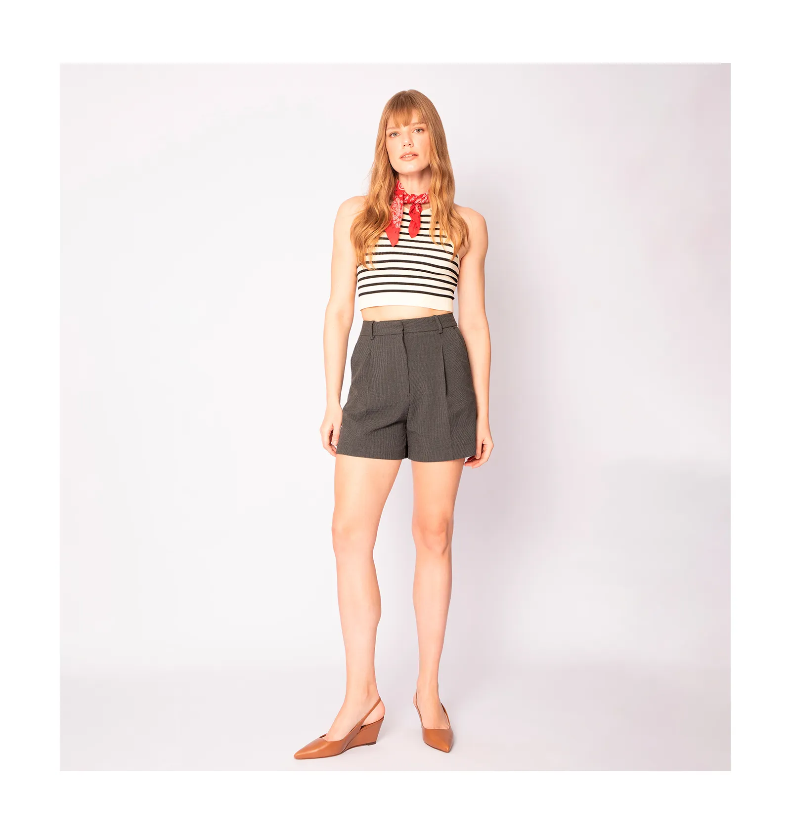 Scarpin Anabela Couro Marrom