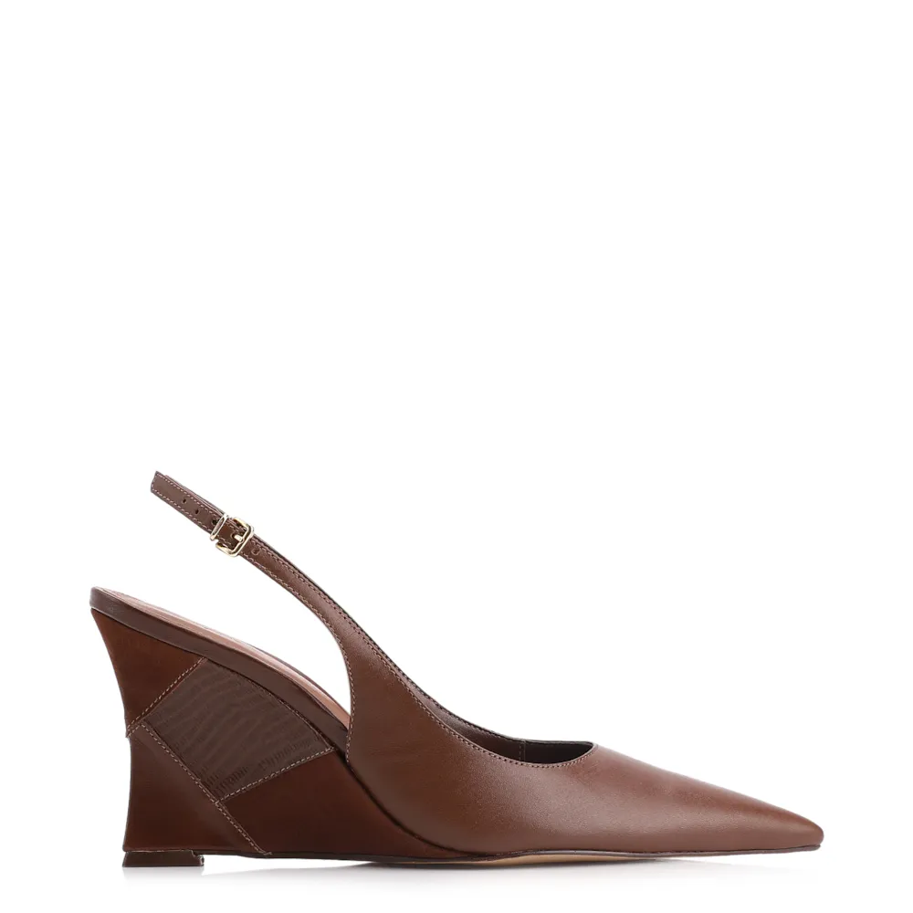 Scarpin Anabela Couro Marrom - imagem 3