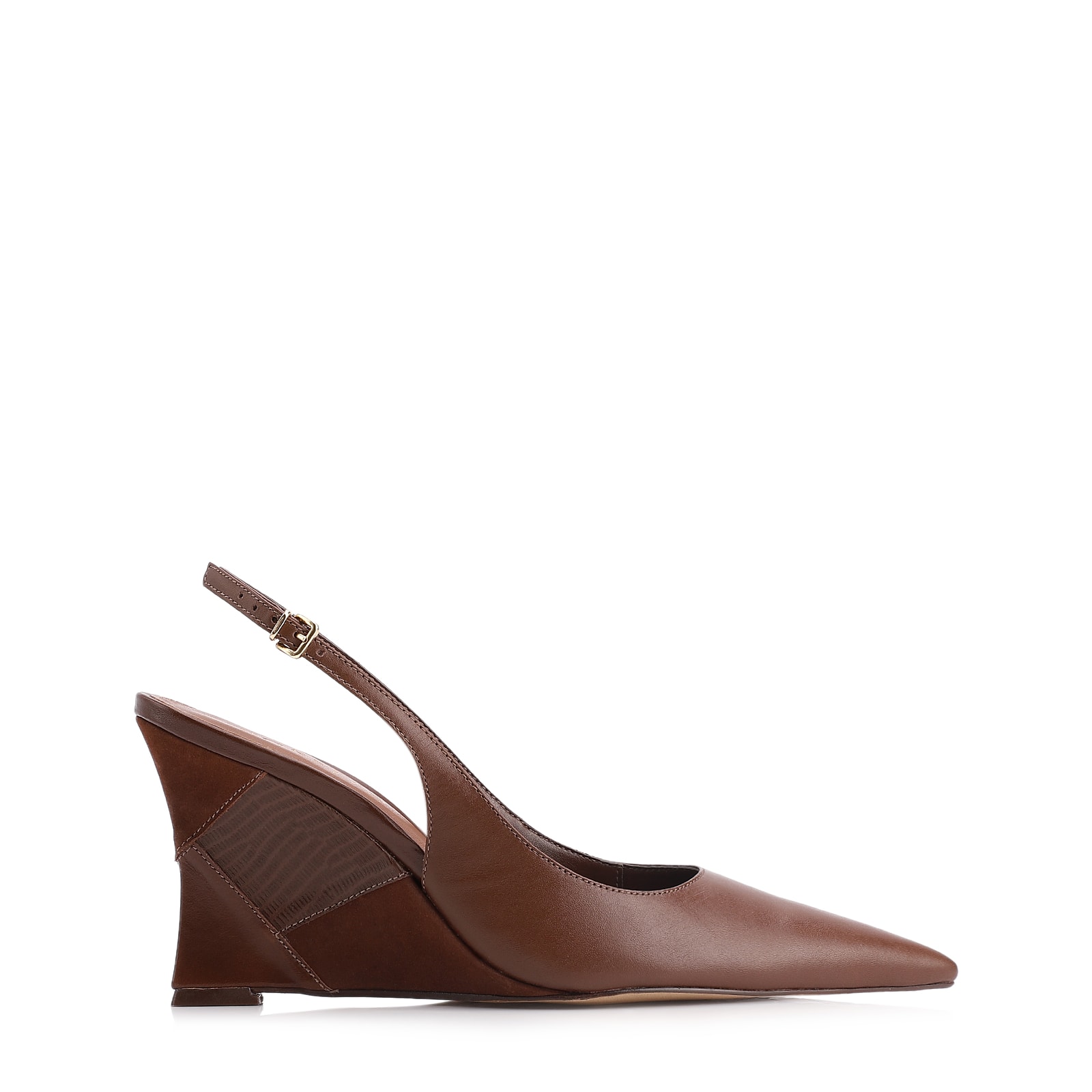 Scarpin Anabela Couro Marrom