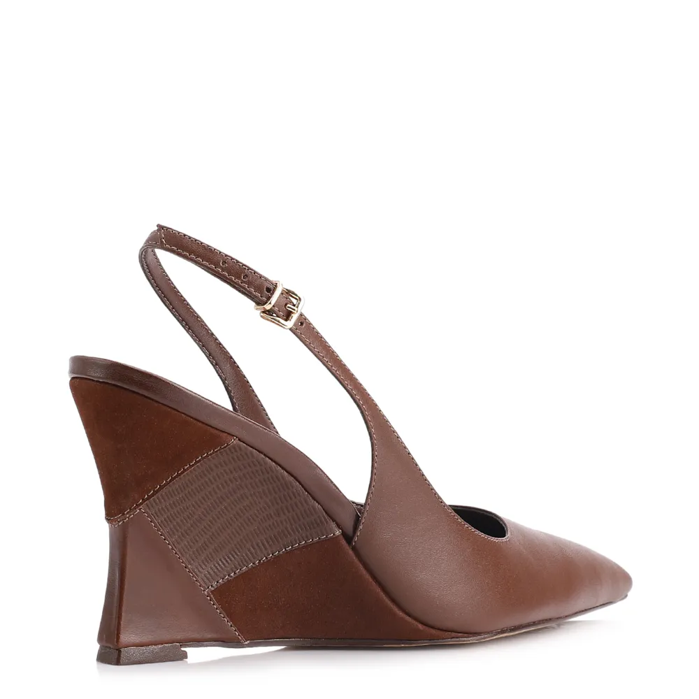 Scarpin Anabela Couro Marrom - imagem 4