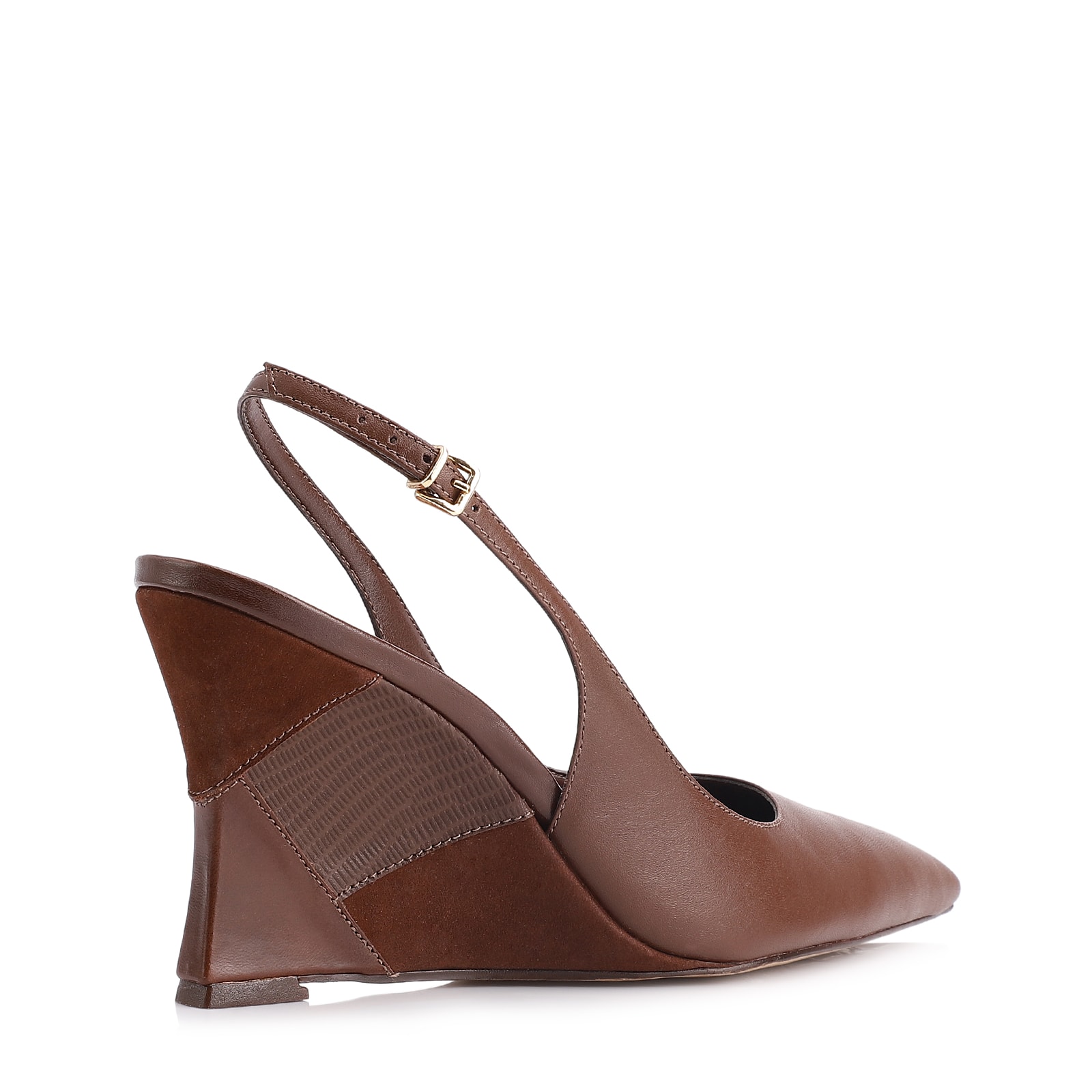 Scarpin Anabela Couro Marrom