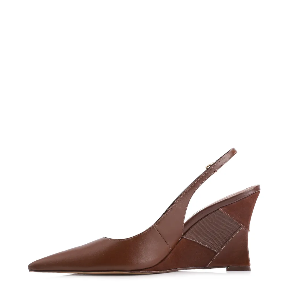 Scarpin Anabela Couro Marrom - imagem 5