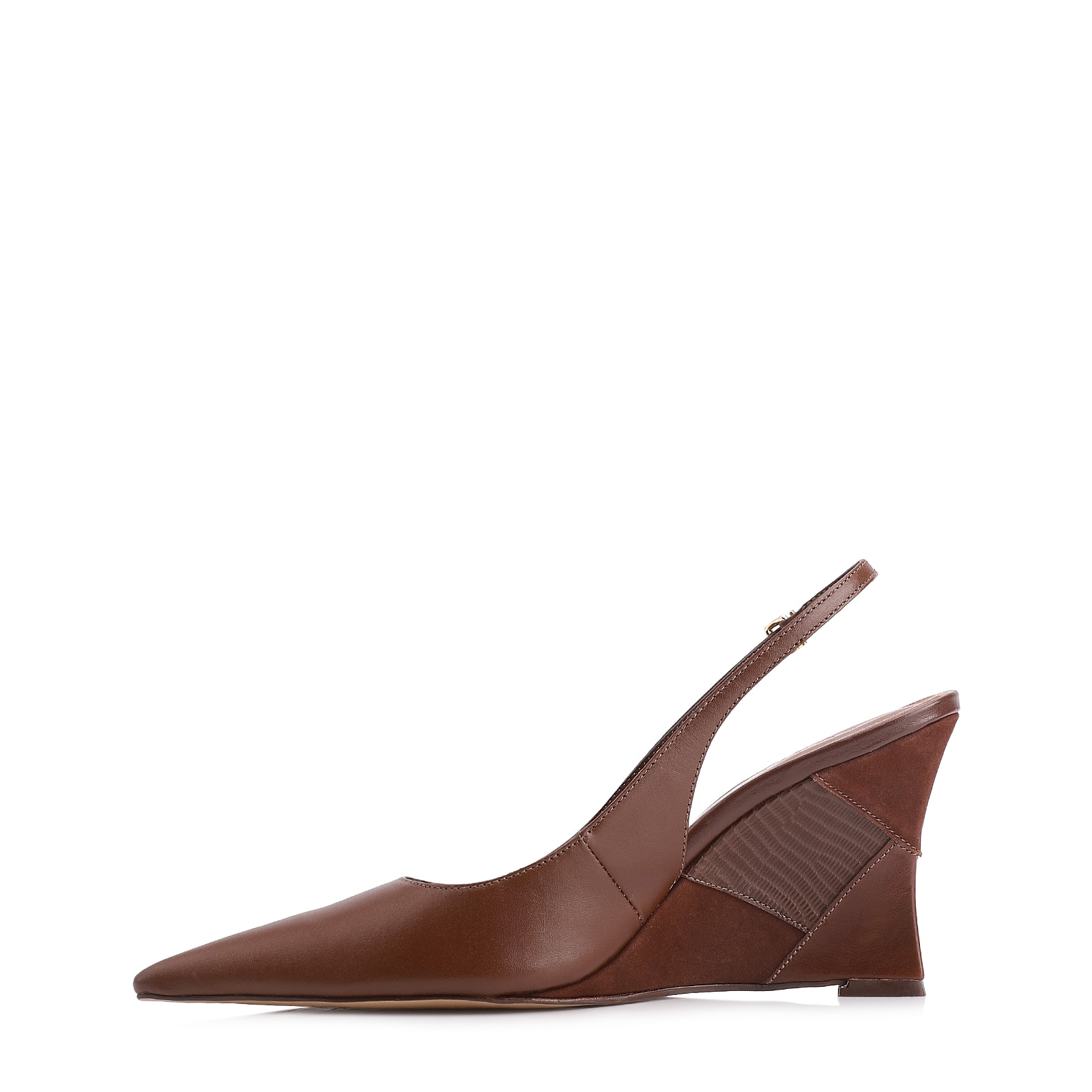 Scarpin Anabela Couro Marrom