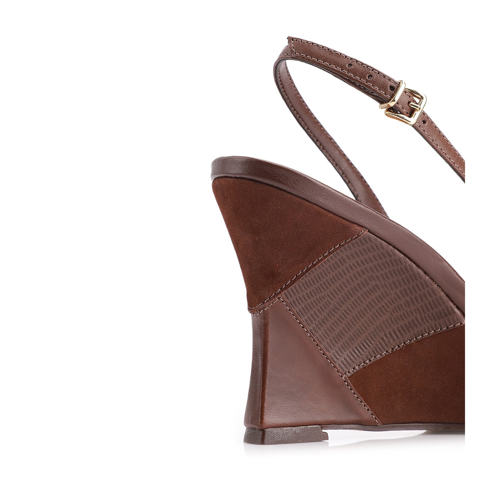 Scarpin Anabela Couro Marrom