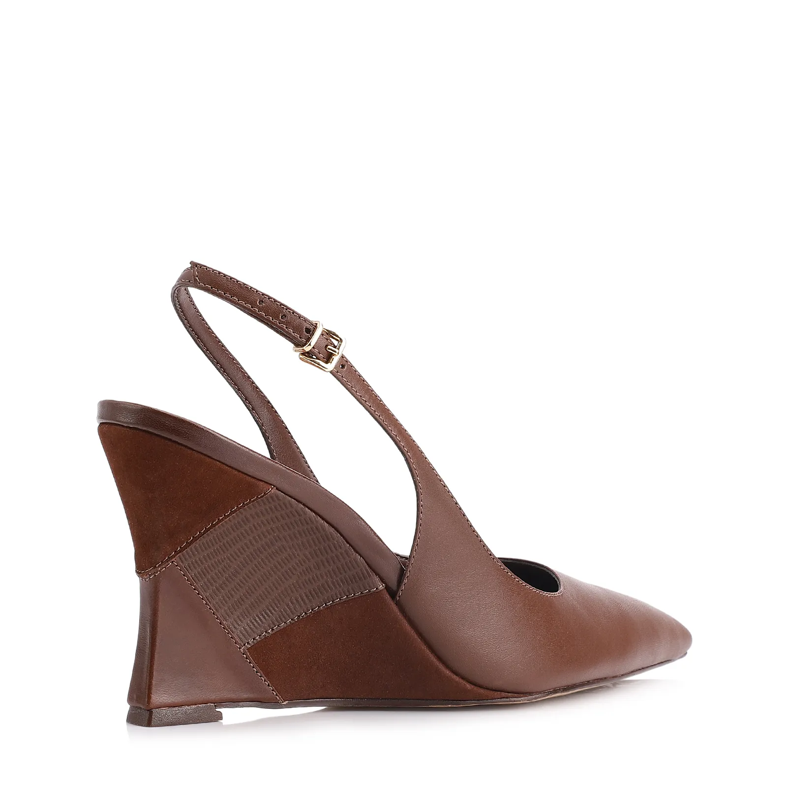 Scarpin Anabela Couro Marrom
