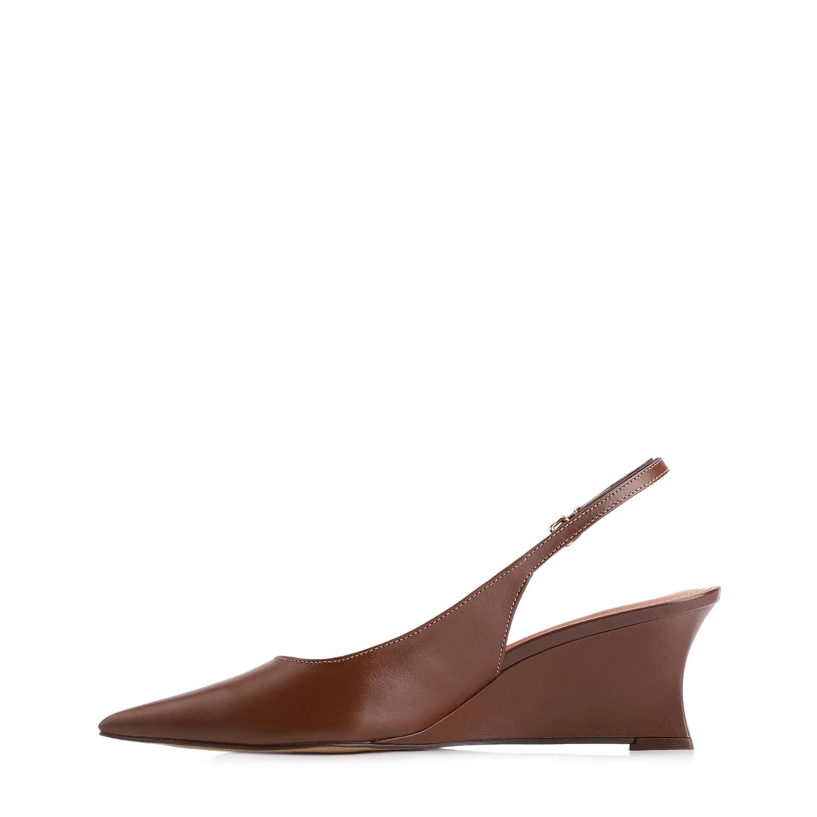 Scarpin Anabela Couro Marrom