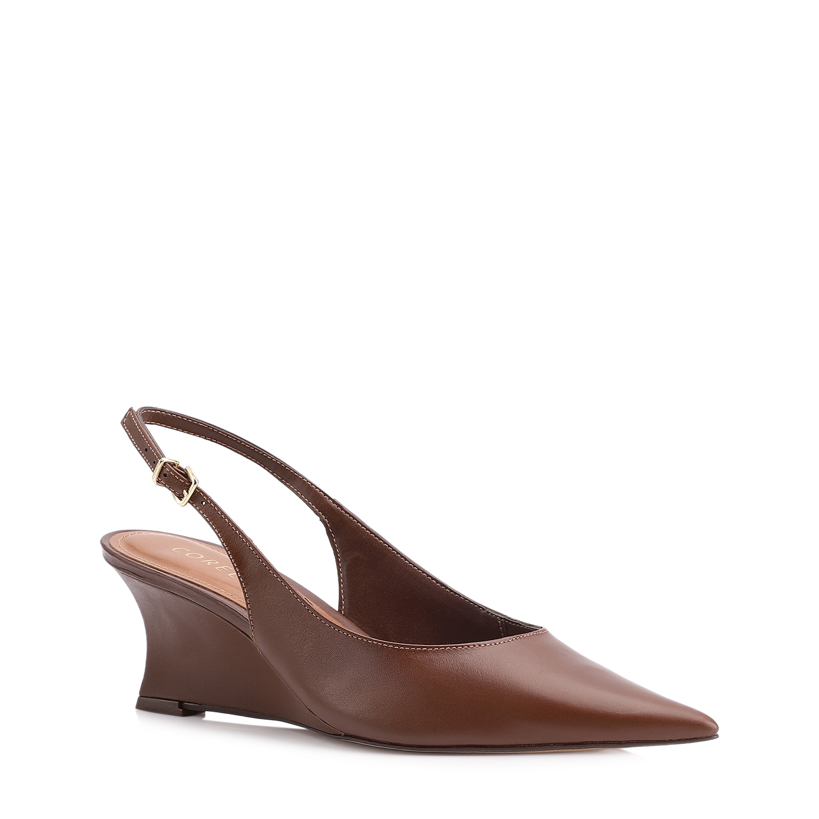 Scarpin Anabela Couro Marrom