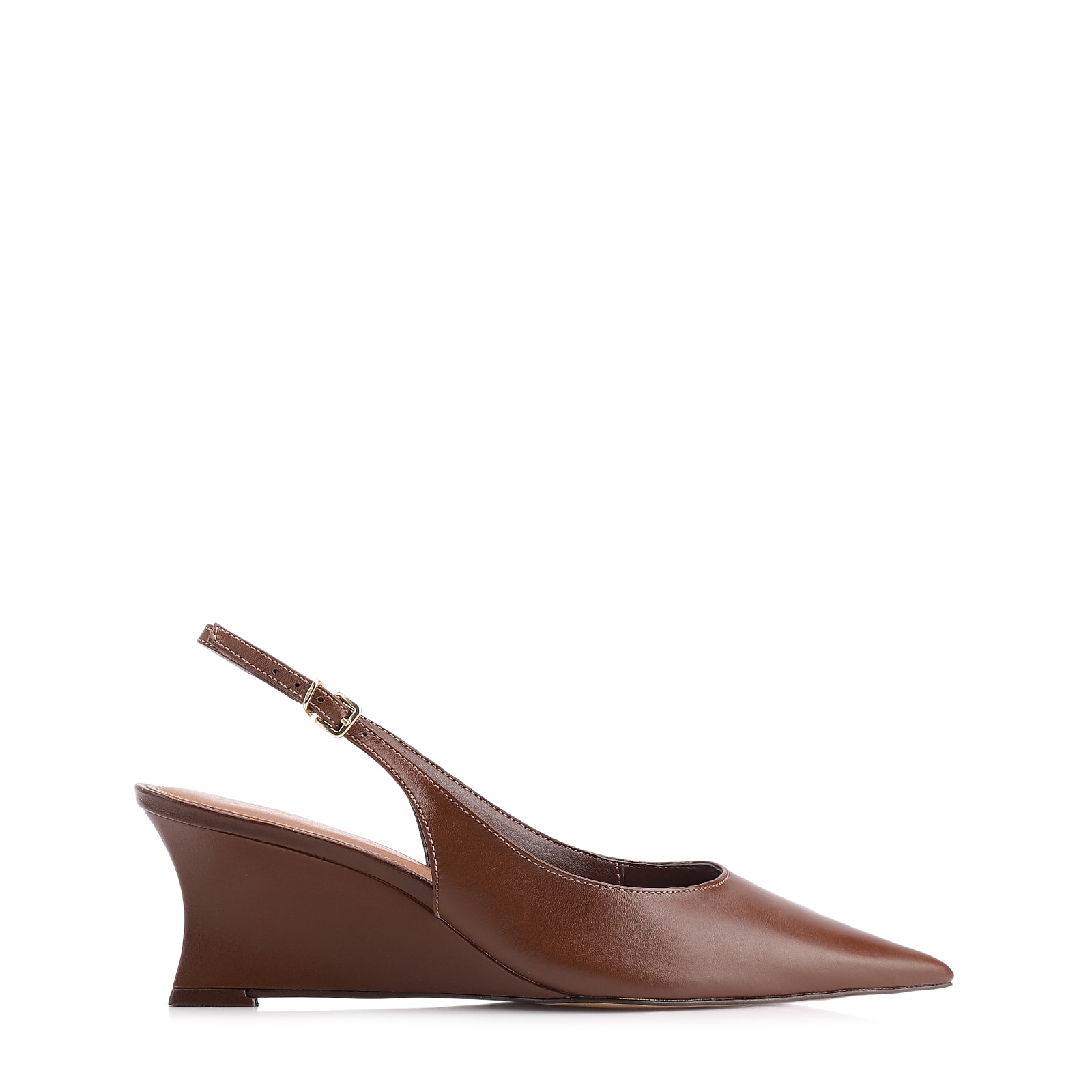 Scarpin Anabela Couro Marrom