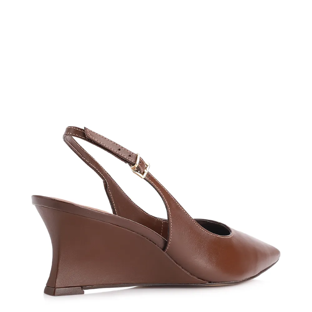 Scarpin Anabela Couro Marrom - imagem 4