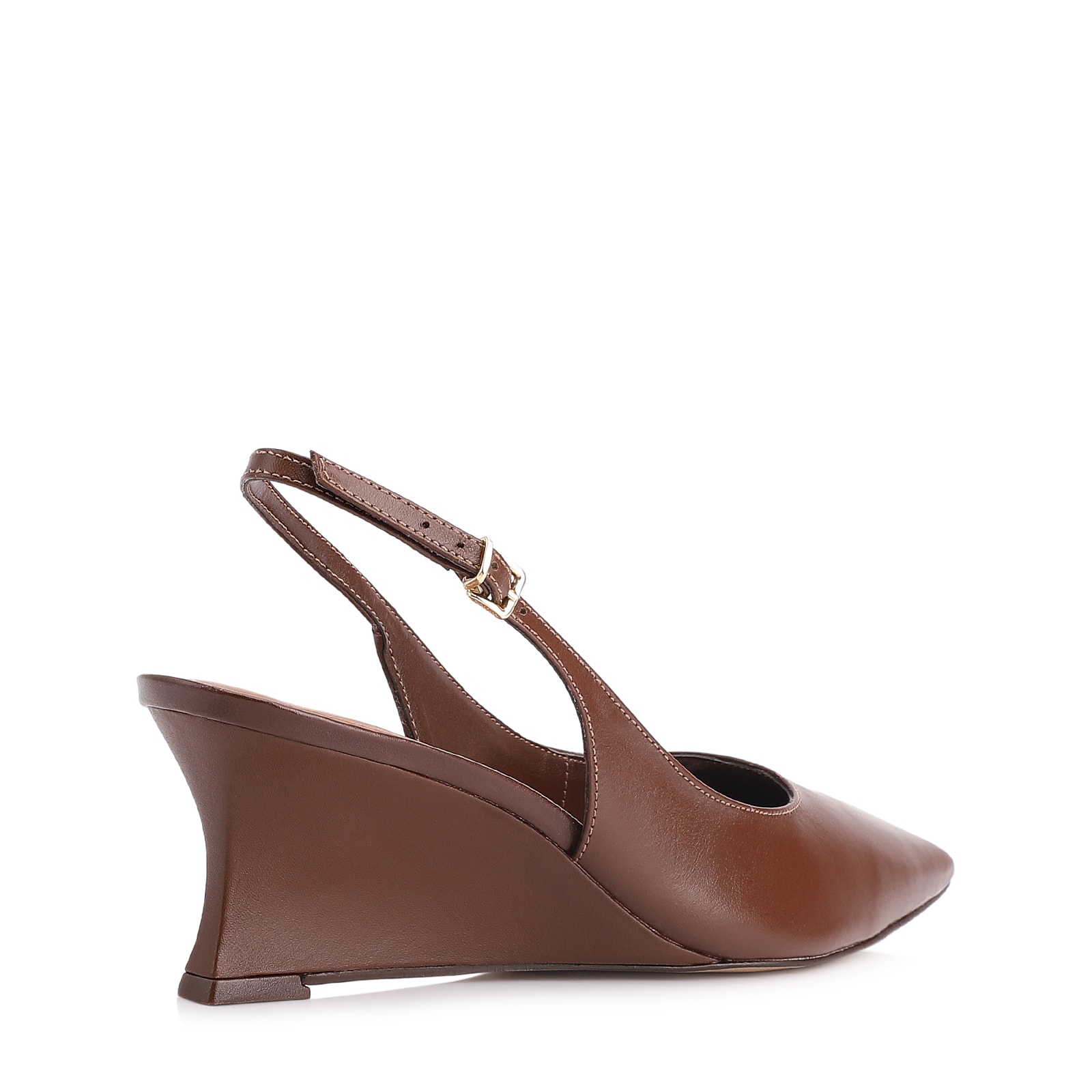 Scarpin Anabela Couro Marrom