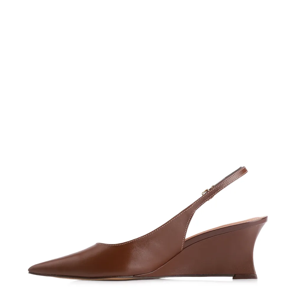 Scarpin Anabela Couro Marrom - imagem 5