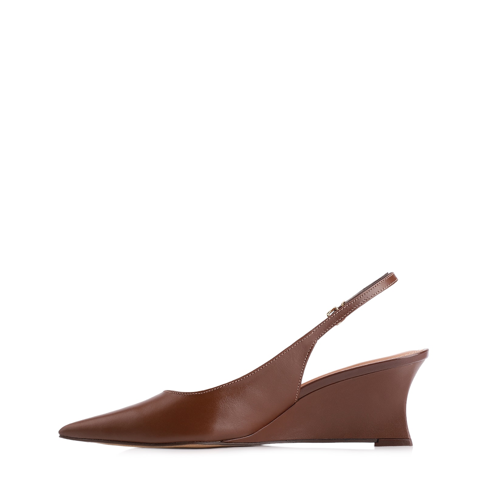 Scarpin Anabela Couro Marrom