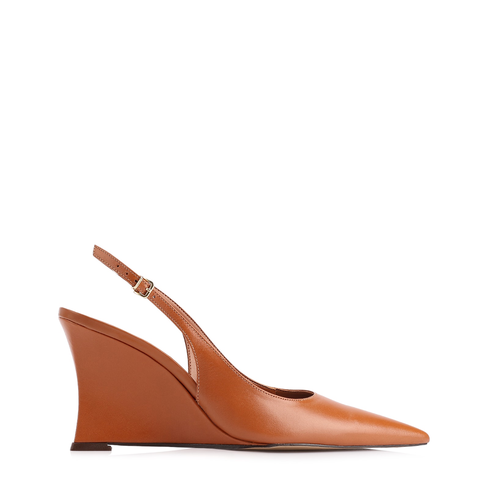 Scarpin Anabela Couro Marrom Claro