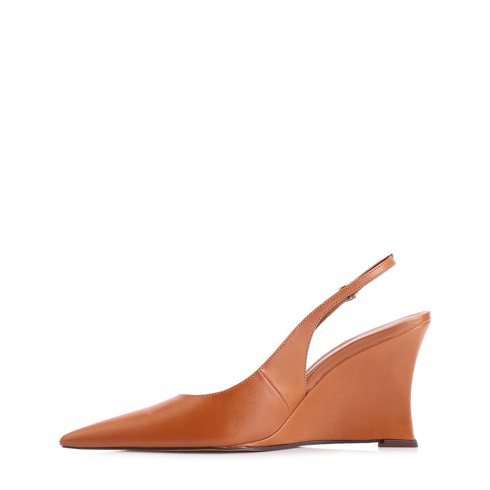 Scarpin Anabela Couro Marrom Claro
