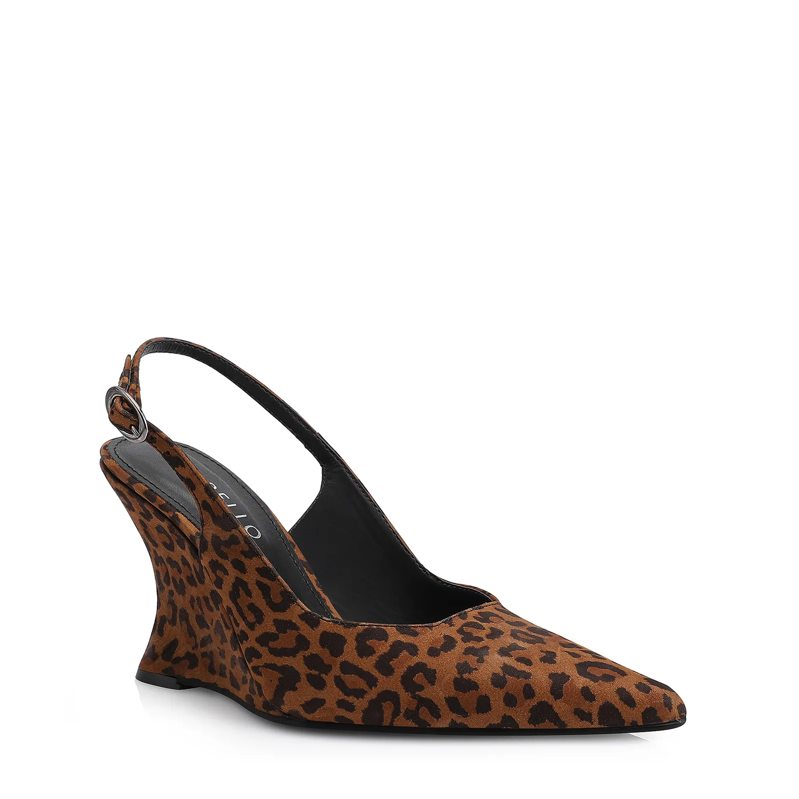 Scarpin Anabela Couro Nobuck Onça