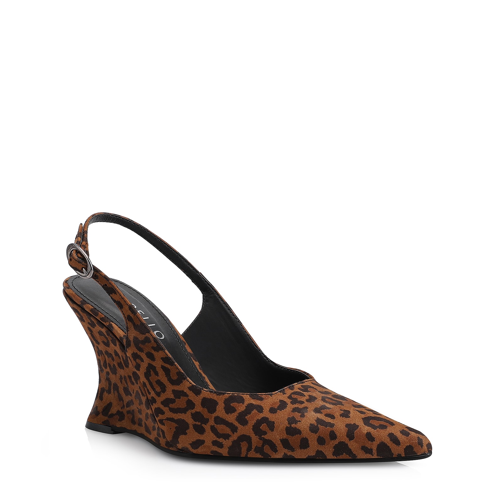 Scarpin Anabela Couro Nobuck Onça