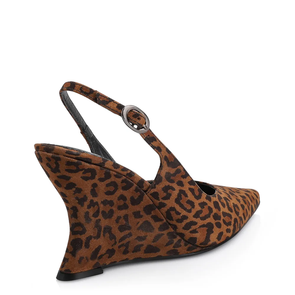 Scarpin Anabela Couro Nobuck Onça - imagem 3