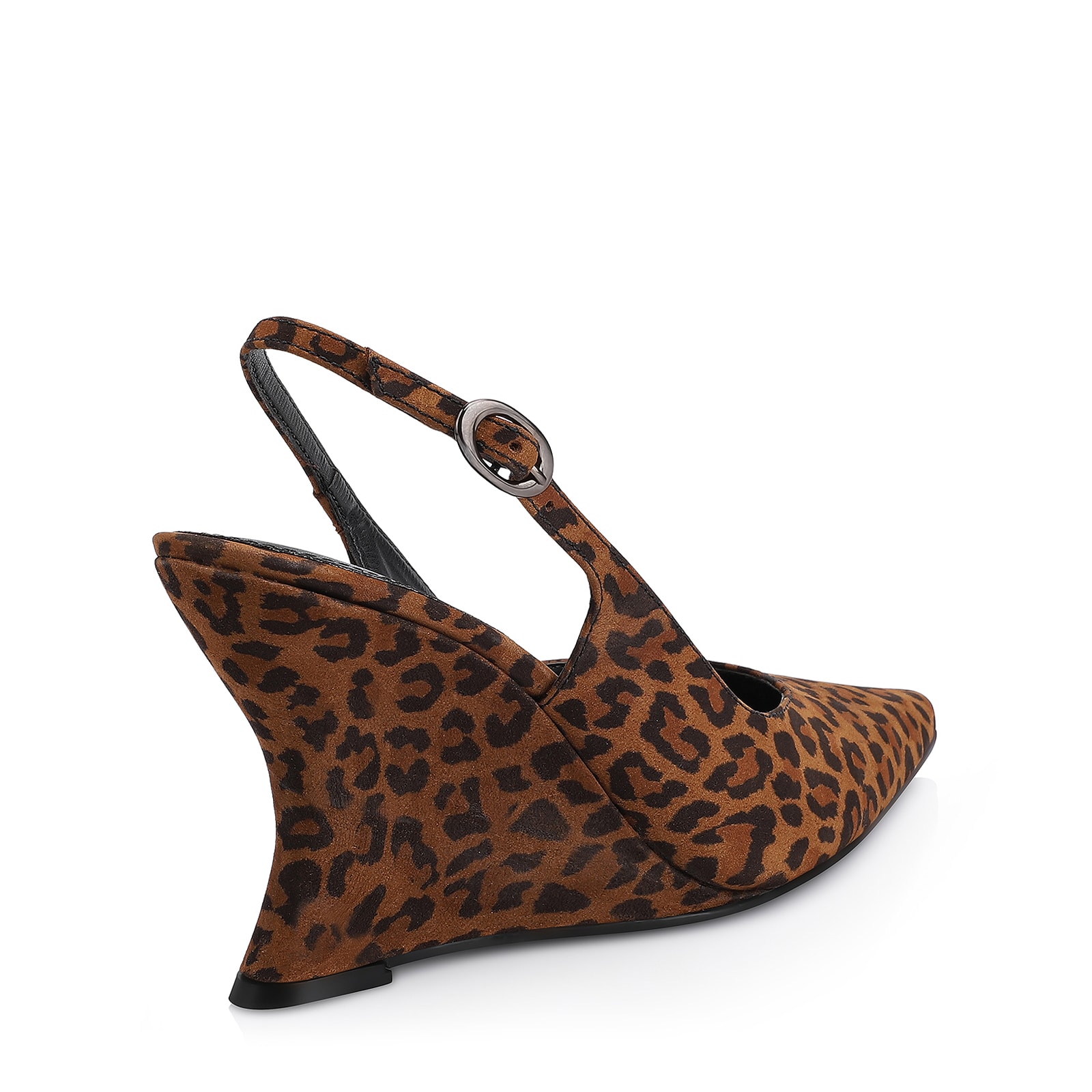 Scarpin Anabela Couro Nobuck Onça