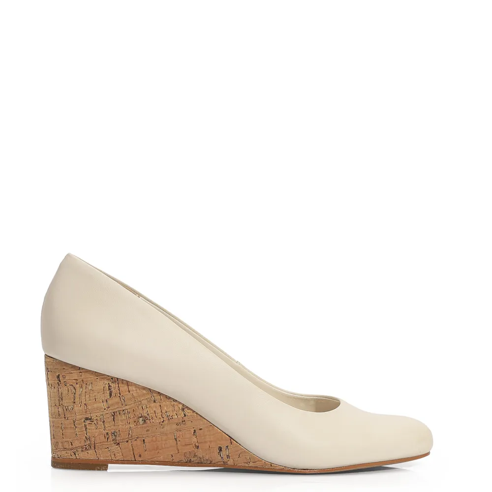 Scarpin Anabela Couro Off White - imagem 2