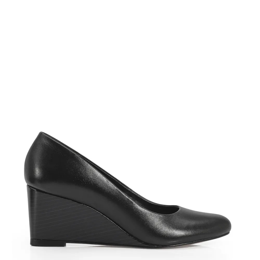 Scarpin Anabela Couro Preto - imagem 2
