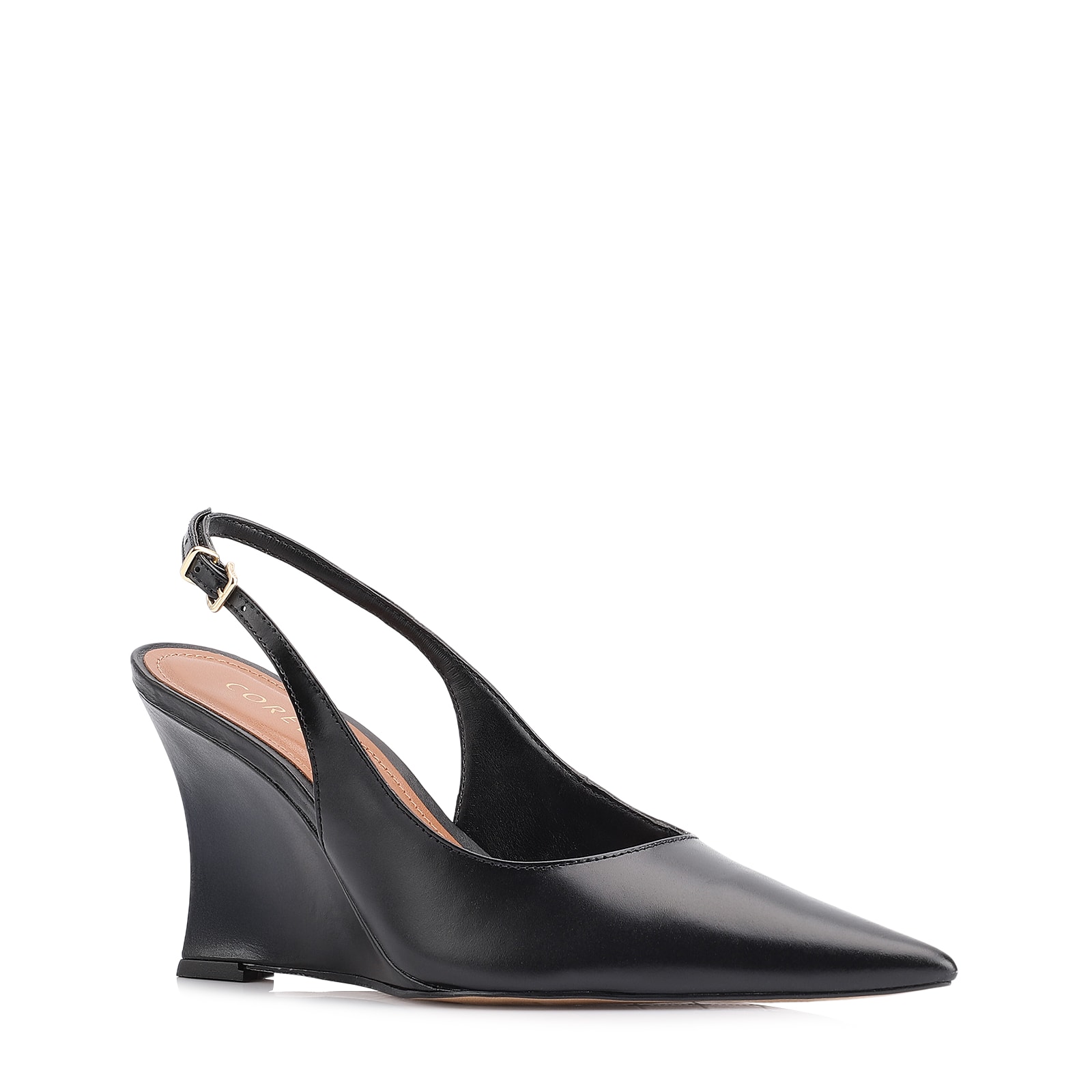 Scarpin Anabela Couro Preto