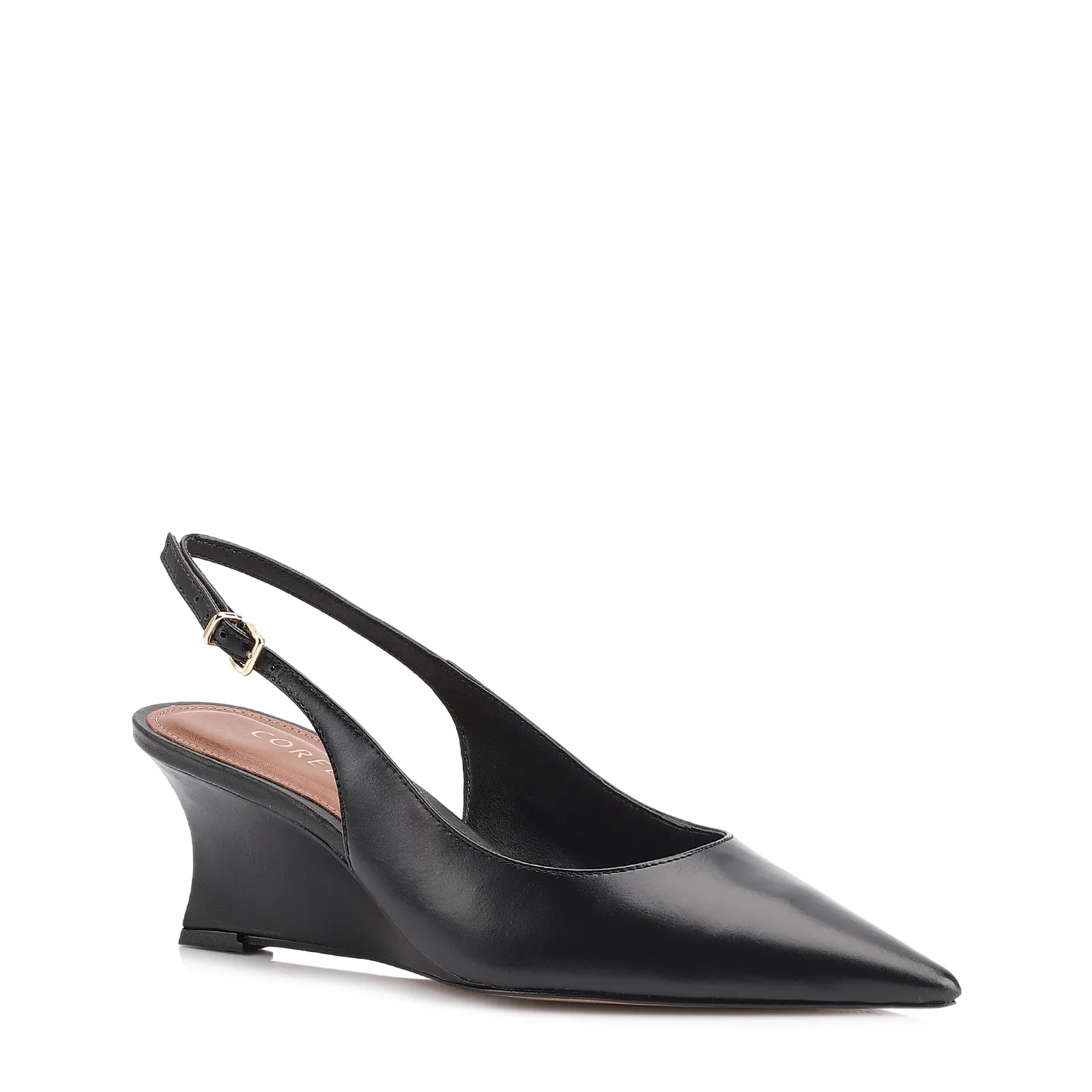 Scarpin Anabela Couro Preto
