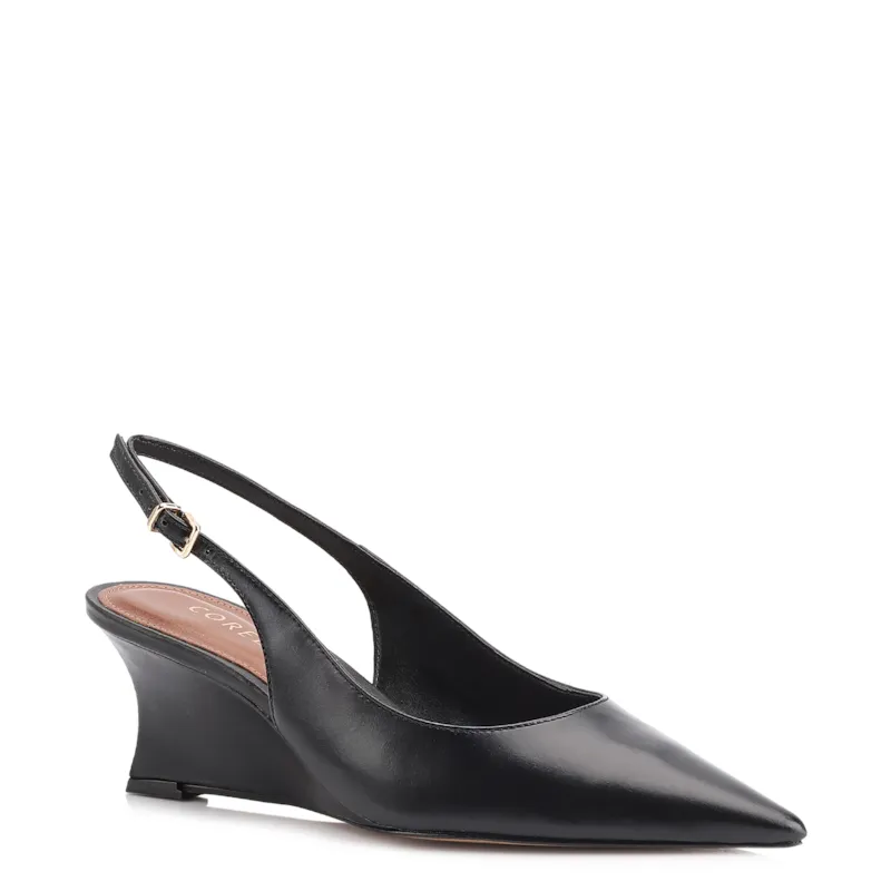 Scarpin Anabela Couro Preto