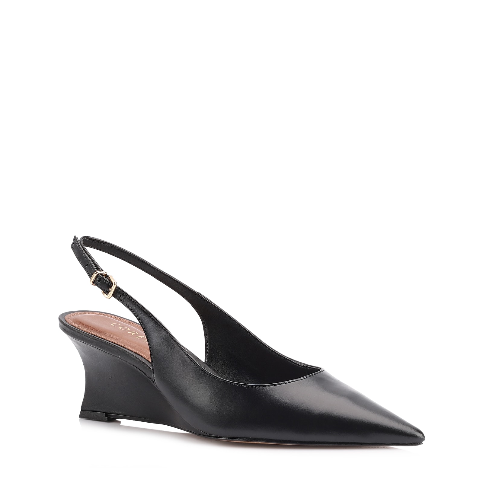 Scarpin Anabela Couro Preto