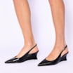 Scarpin Anabela Couro Preto - imagem 2