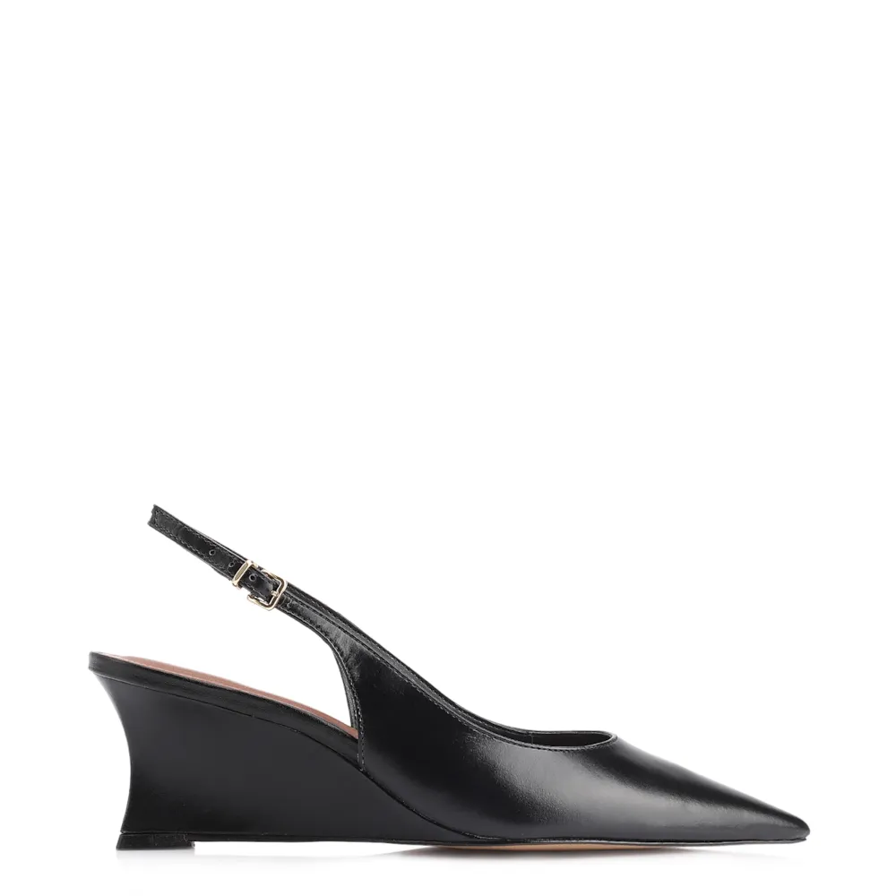 Scarpin Anabela Couro Preto - imagem 3
