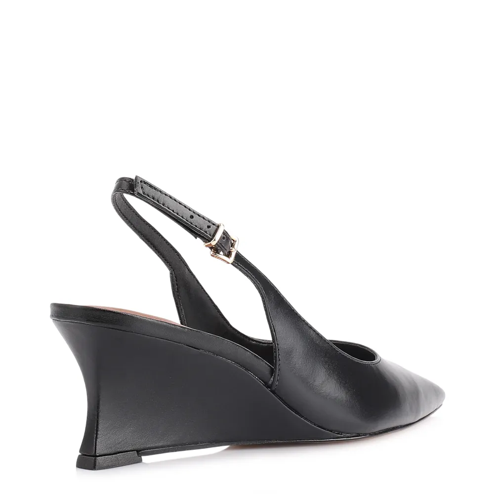 Scarpin Anabela Couro Preto - imagem 4