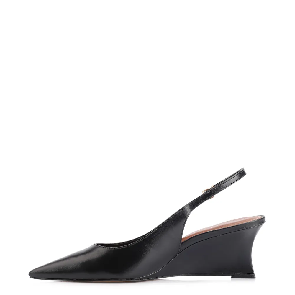 Scarpin Anabela Couro Preto - imagem 5