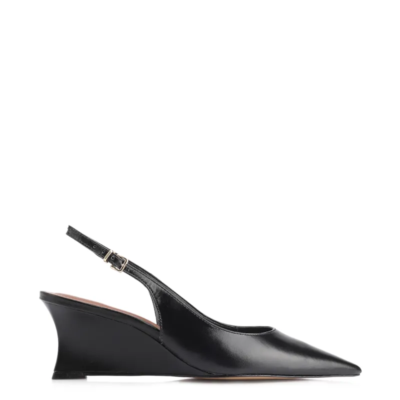 Scarpin Anabela Couro Preto - foto 3