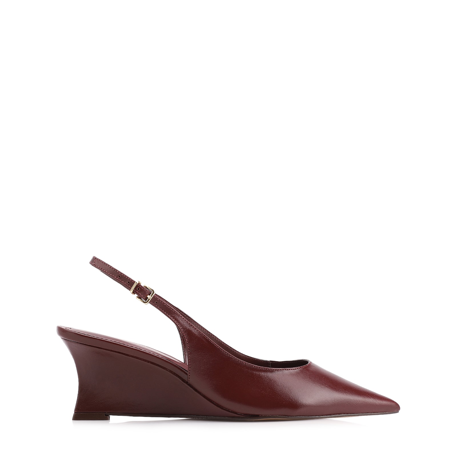 Scarpin Anabela Couro Vinho