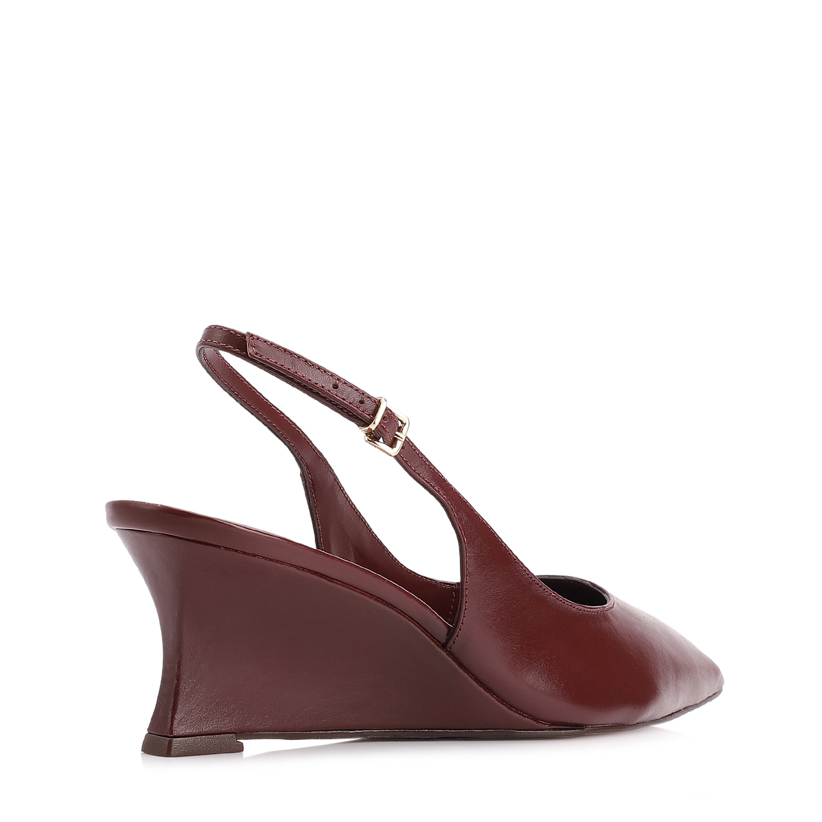 Scarpin Anabela Couro Vinho