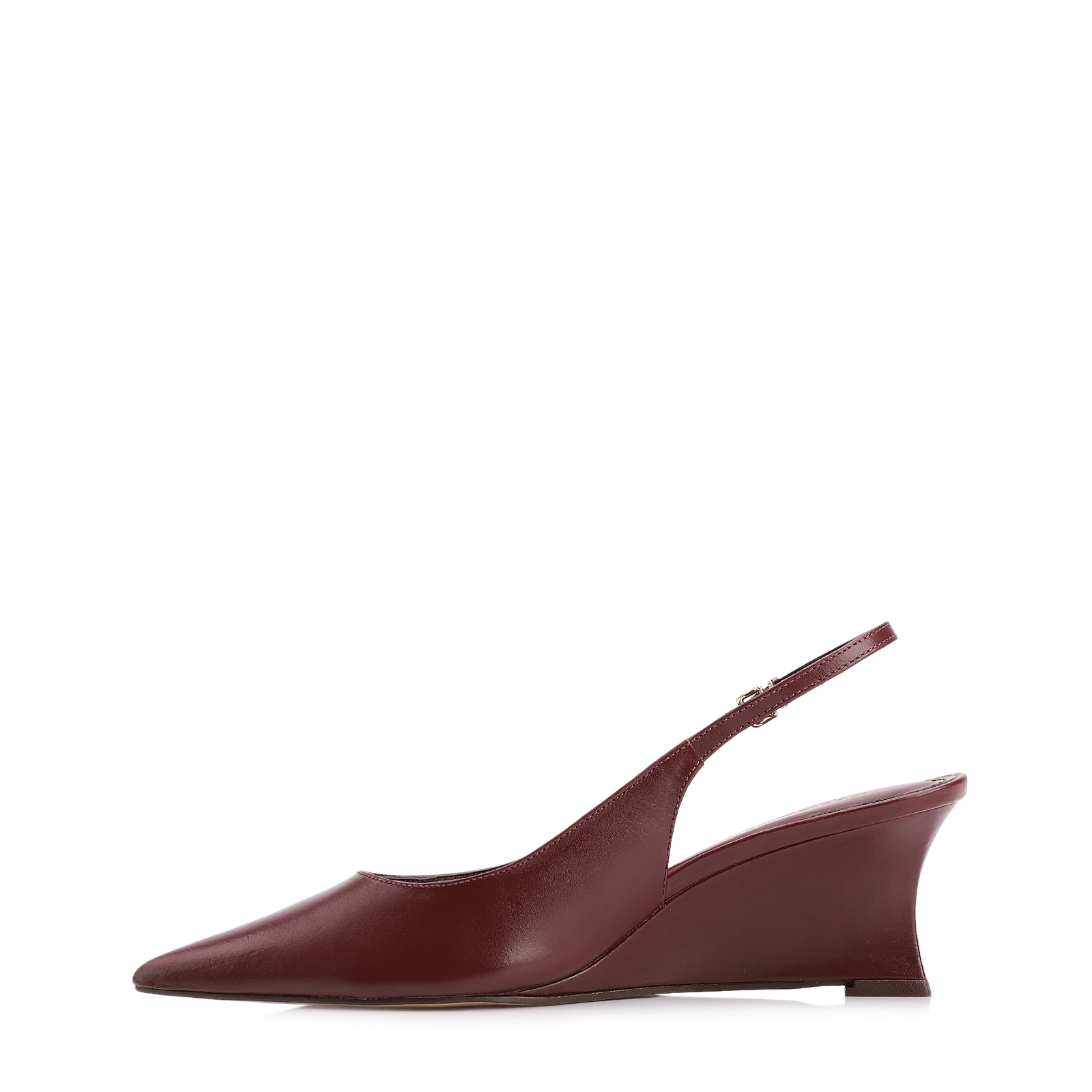Scarpin Anabela Couro Vinho