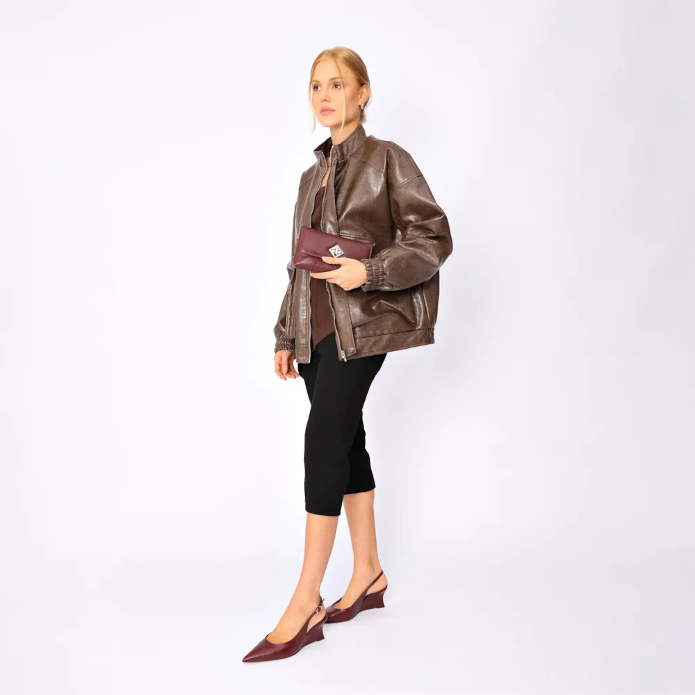 Scarpin Anabela Couro Vinho - imagem 9