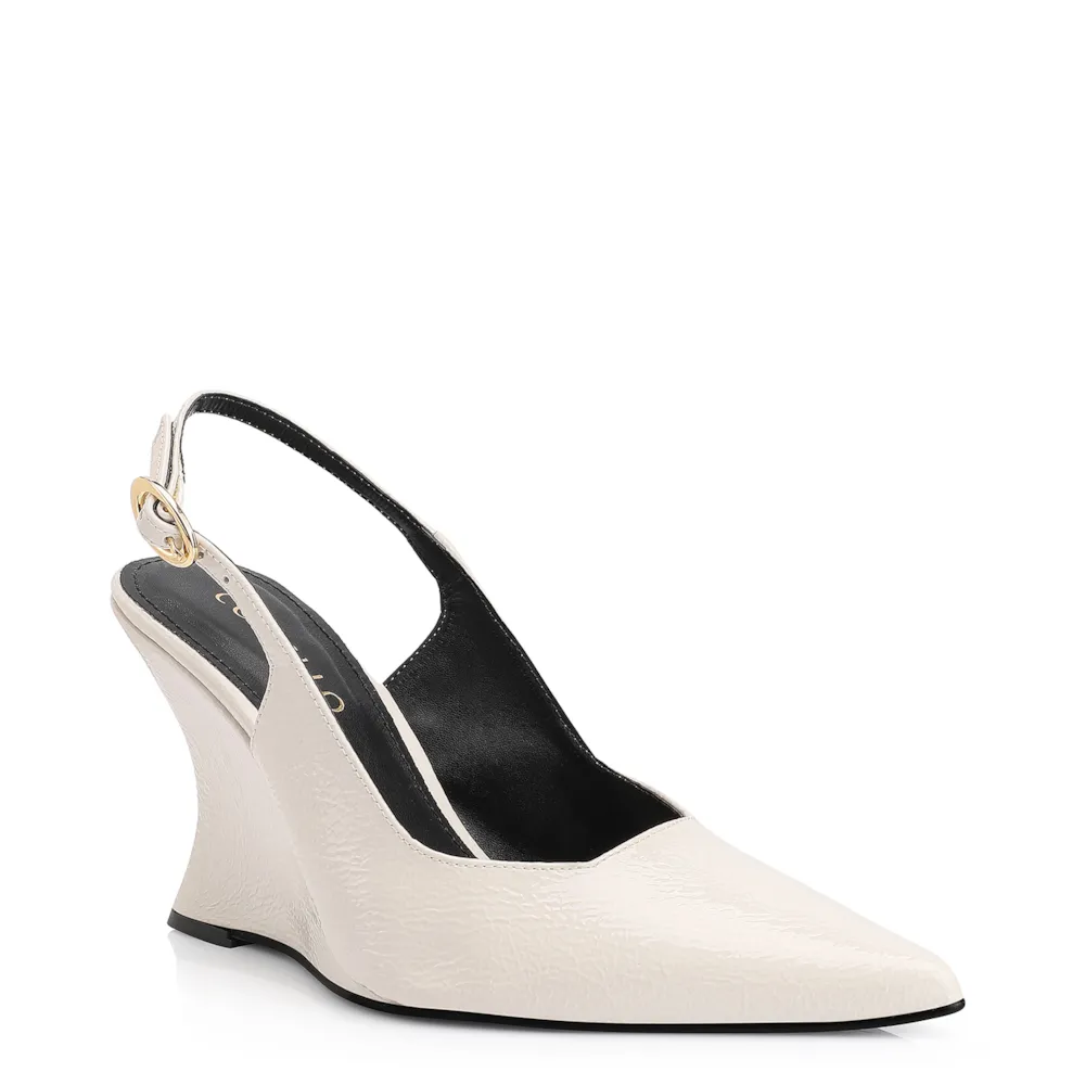 Scarpin Anabela Verniz Off White