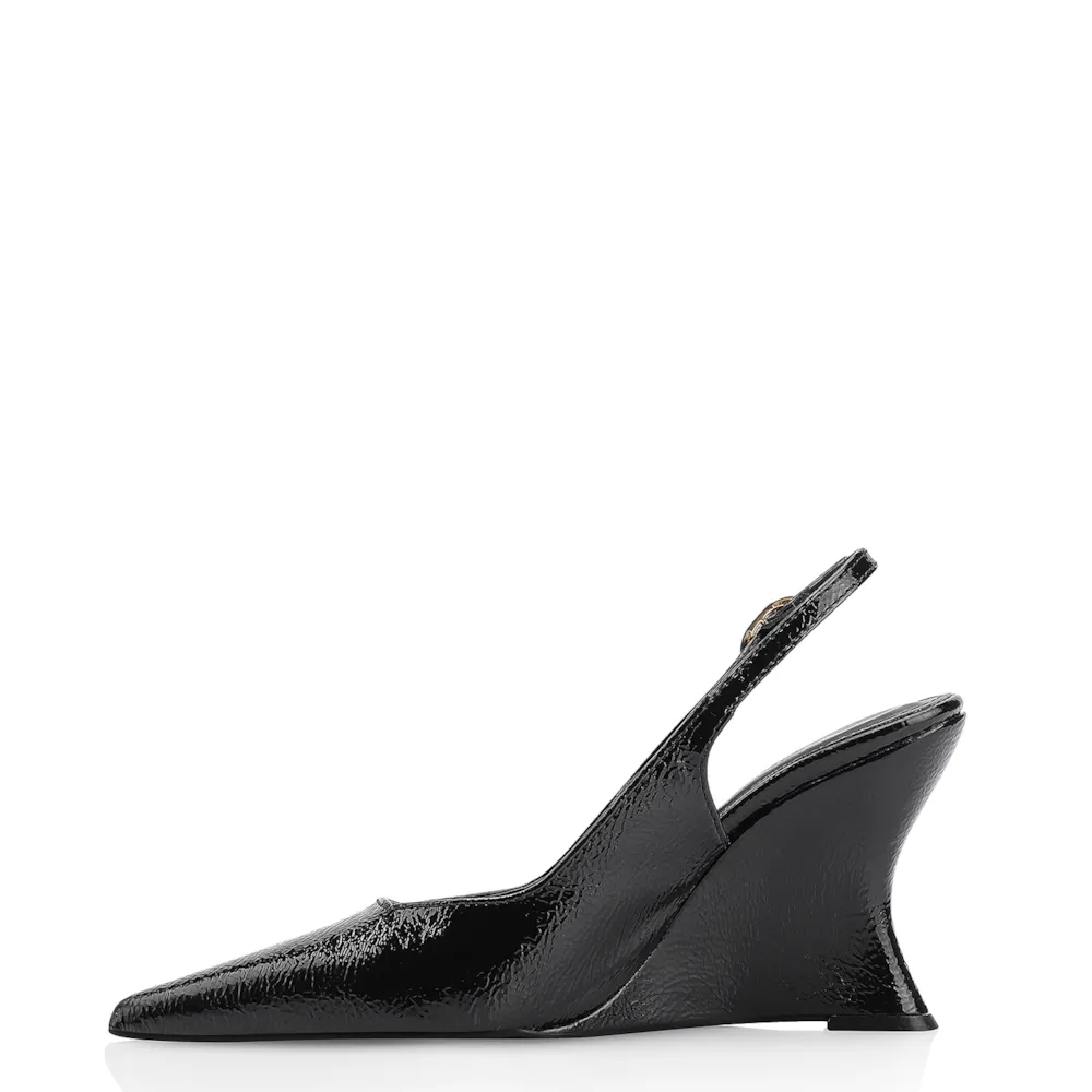 Scarpin Anabela Verniz Preto - imagem 5