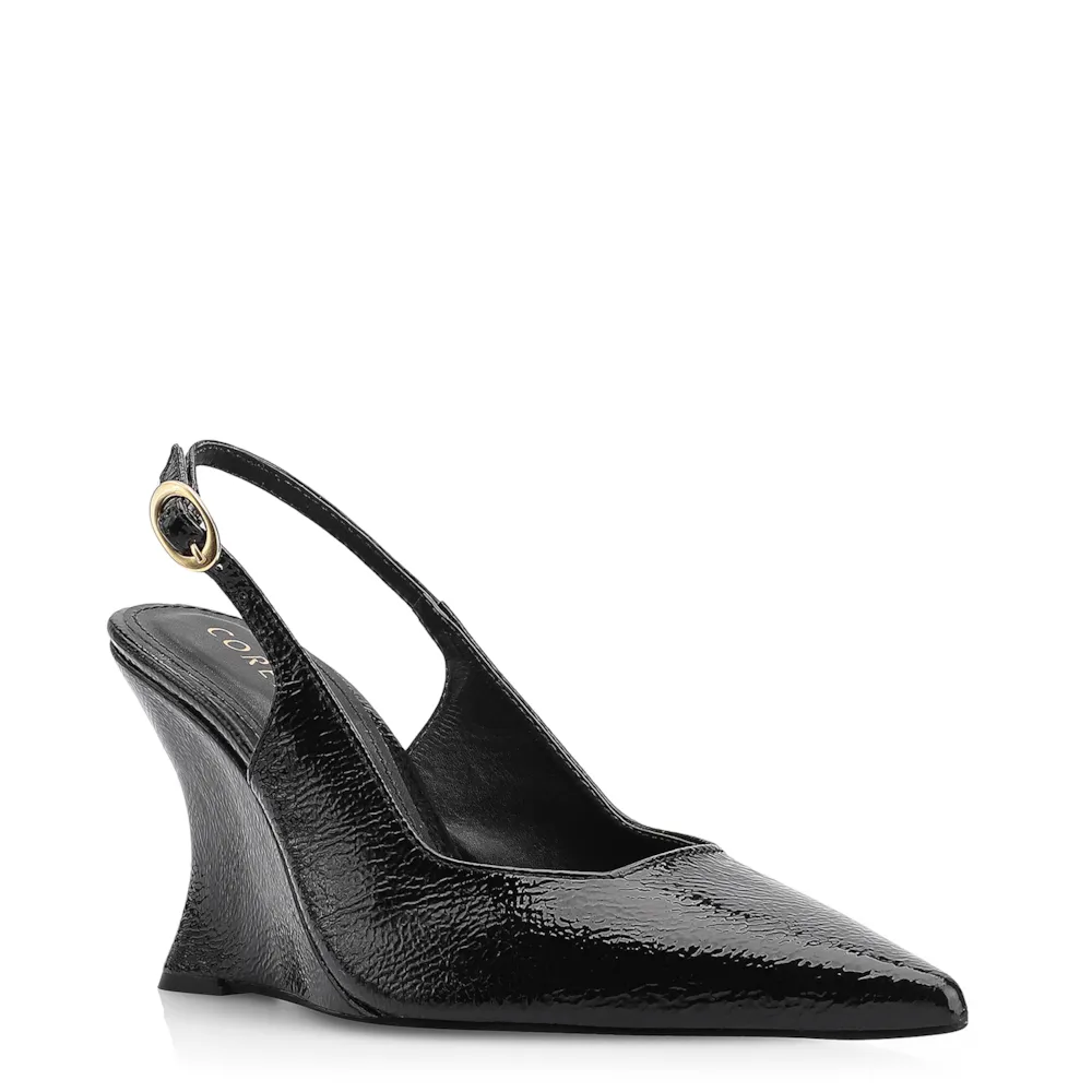 Scarpin Anabela Verniz Preto