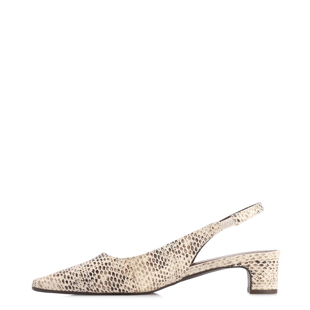 Scarpin Animal Print Salto Bloco Fino Baixo Alt Python Slingback - imagem 4