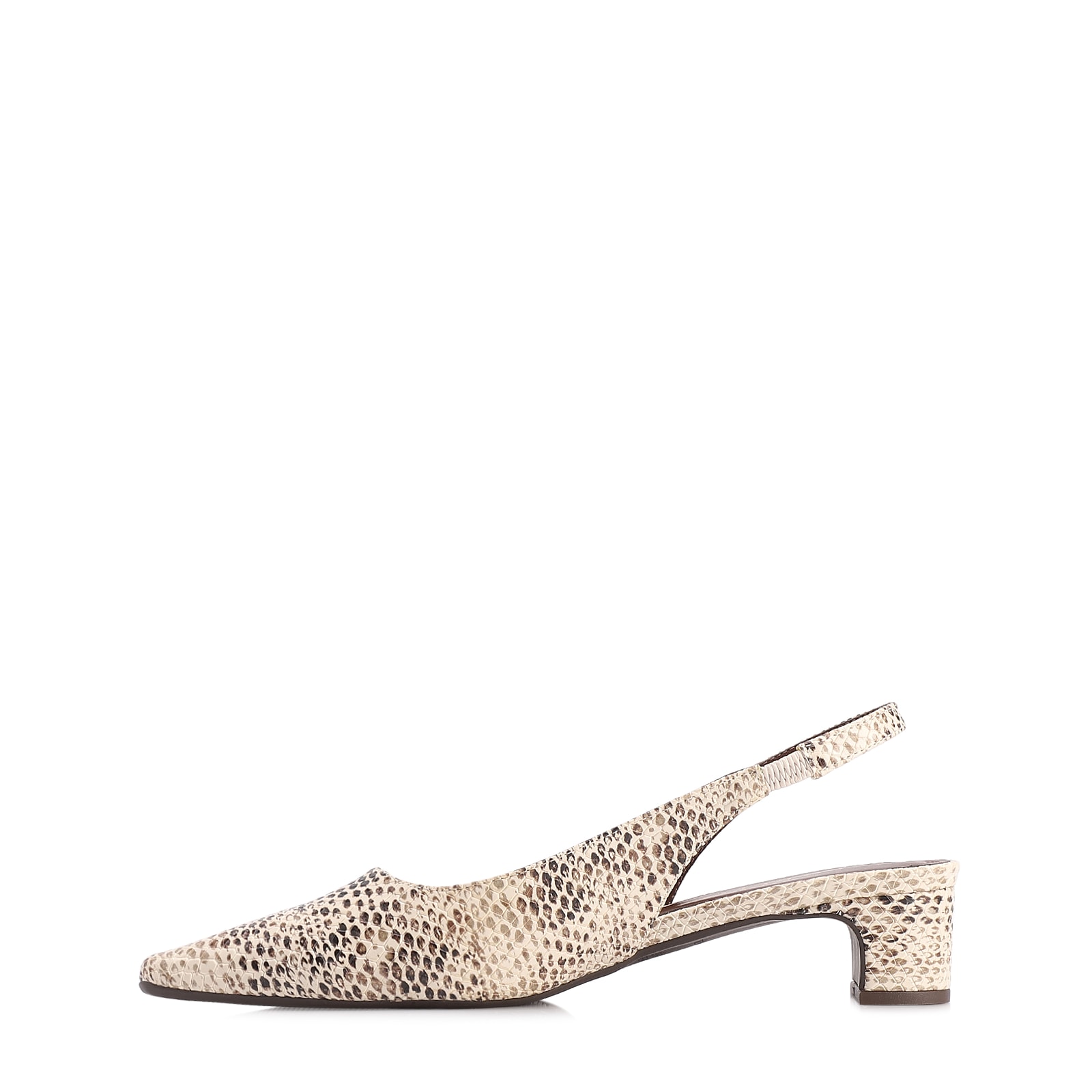 Scarpin Animal Print Salto Bloco Fino Baixo Alt Python Slingback