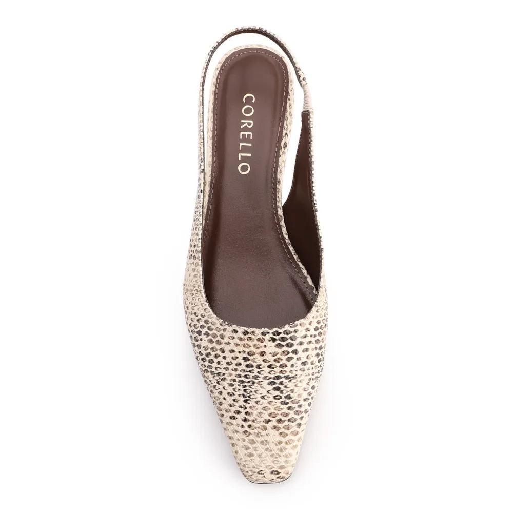 Scarpin Animal Print Salto Bloco Fino Baixo Alt Python Slingback - imagem 5