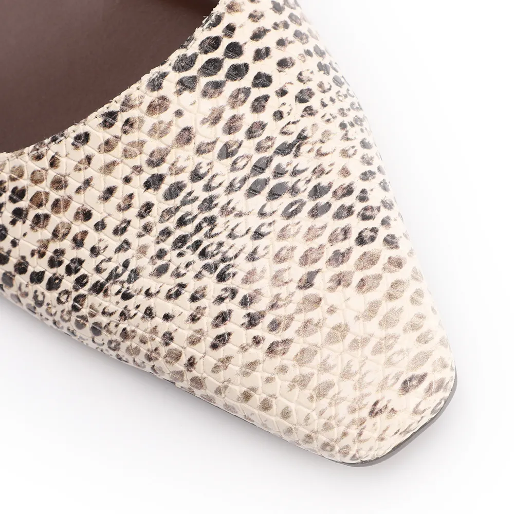 Scarpin Animal Print Salto Bloco Fino Baixo Alt Python Slingback - imagem 6